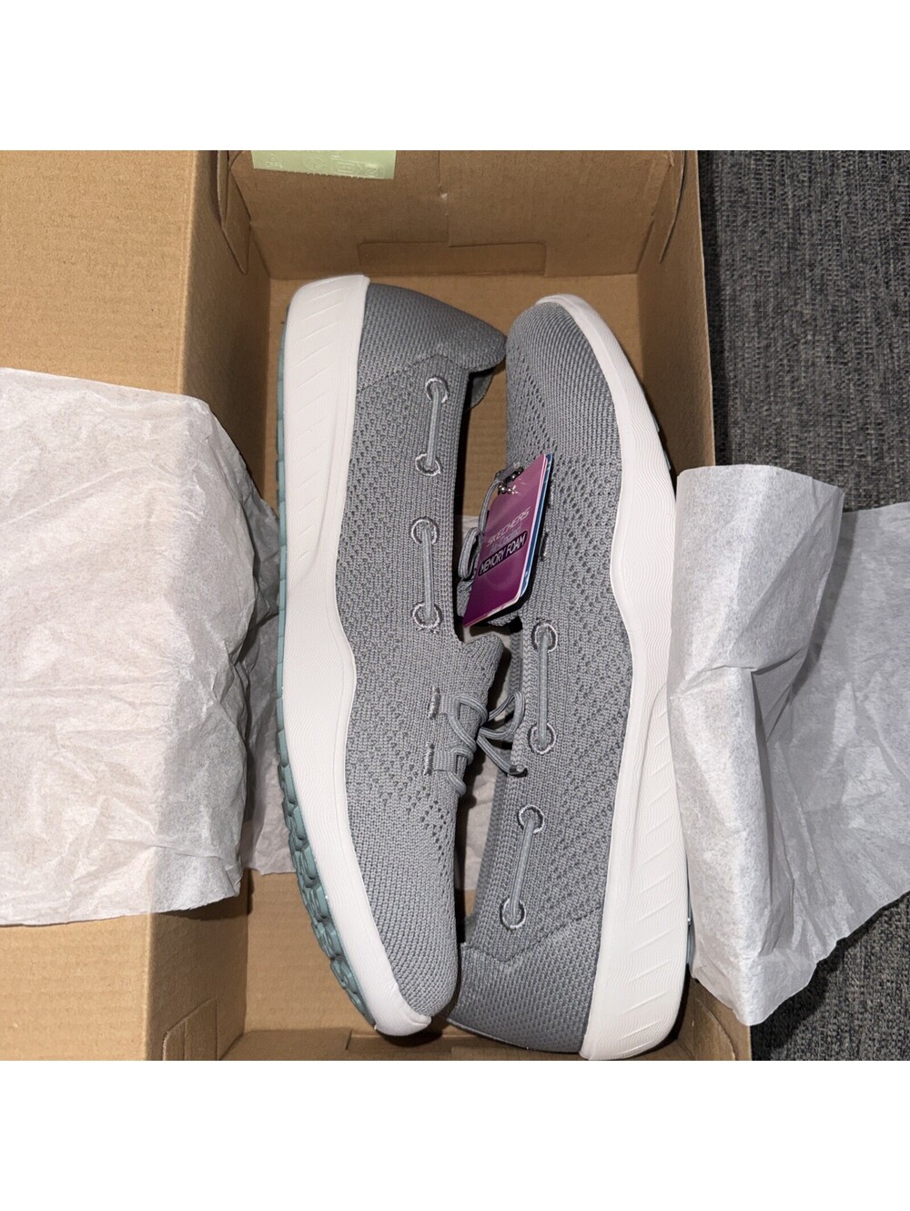 Skechers Women’s 10 Gray Newbury St Preppy Gal Gray Walking Slip On New In Box - Picture 12 of 14